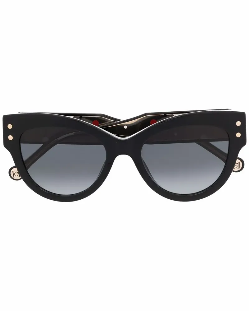 Carolina Herrera New York Sonnenbrille mit breitem Gestell - Schwarz Schwarz