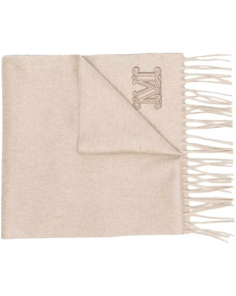 Max Mara Kaschmirschal mit Logo-Patch - Nude Nude