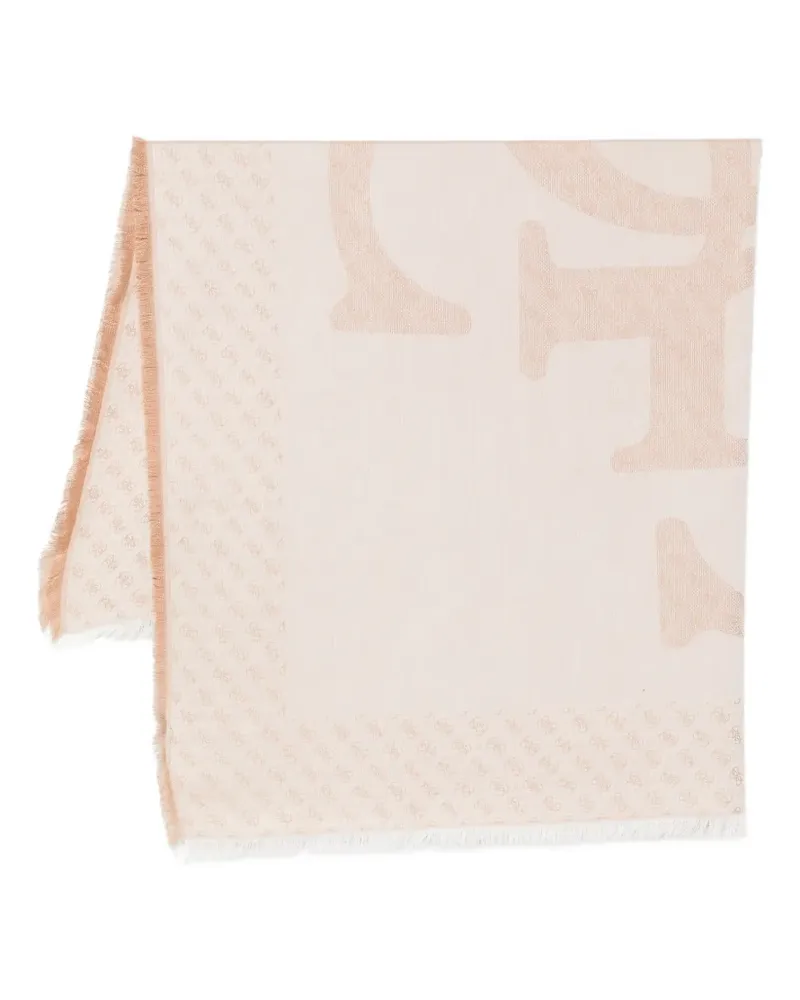 Guess monogram-pattern frayed scarf - Nude Nude