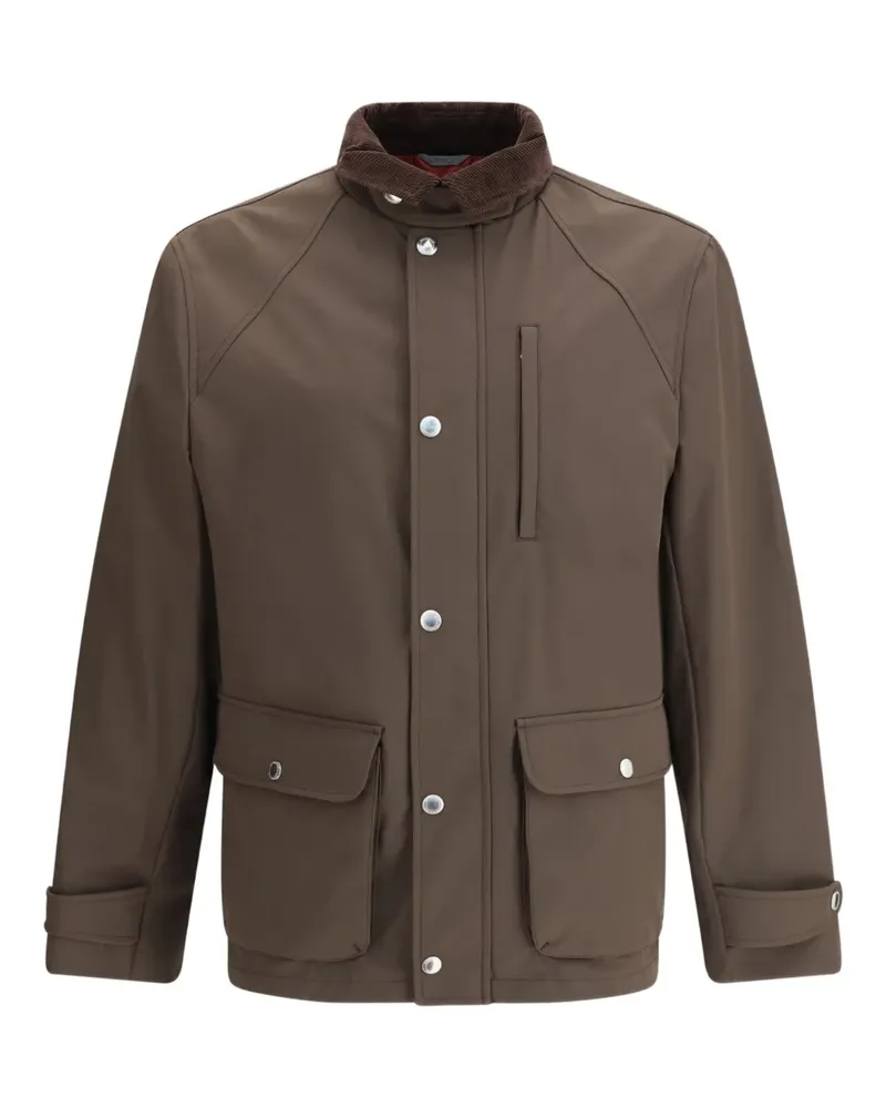 Brunello Cucinelli corduroy-collar buttoned jacket - Braun Braun