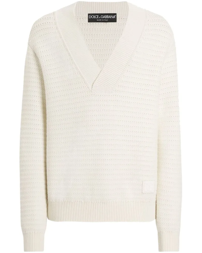 Dolce & Gabbana Pullover mit V-Ausschnitt - Weiß Weiß