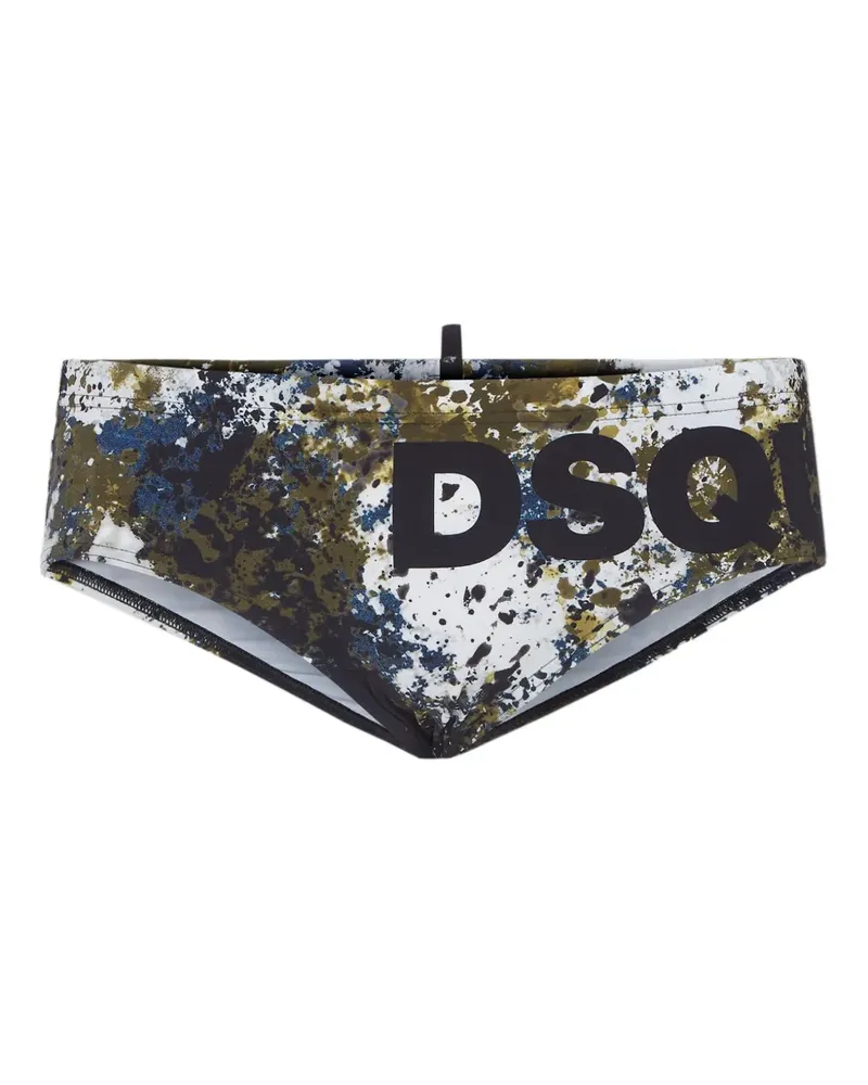 Dsquared2 Badehose mit Farbklecks-Print - Weiß Weiß