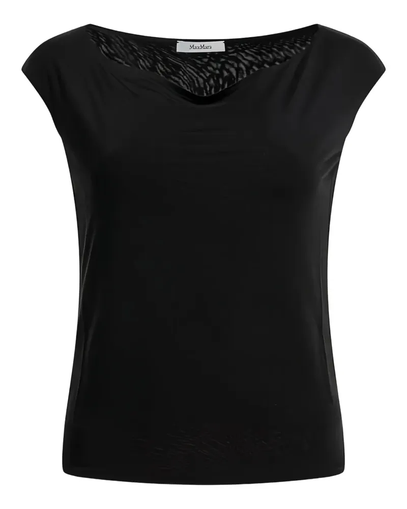 Max Mara Seidentop mit U-Boot-Ausschnitt - Schwarz Schwarz
