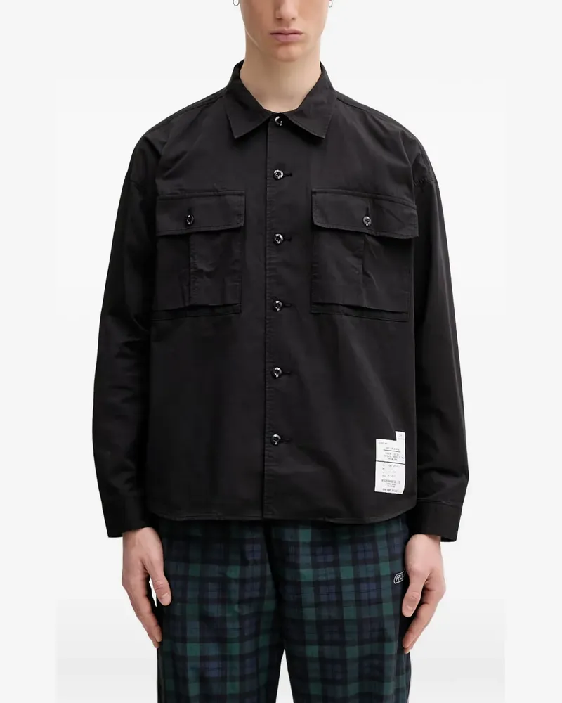 Neighborhood logo-patch flap-pocket shirt - Schwarz Schwarz
