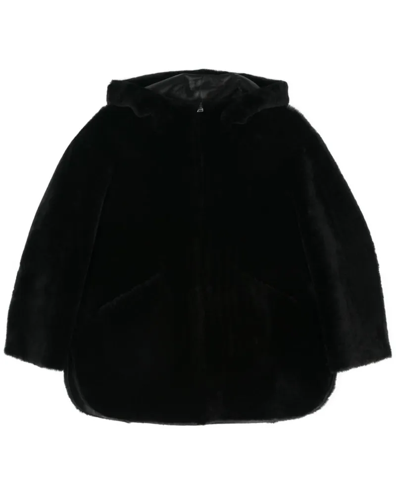 BLANCHA Wendbarer Shearling-Mantel - Schwarz Schwarz
