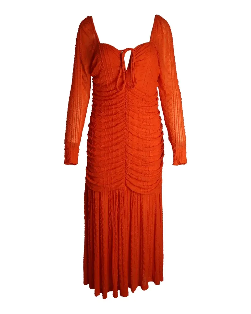 Ganni ruched midi dress - Orange Orange