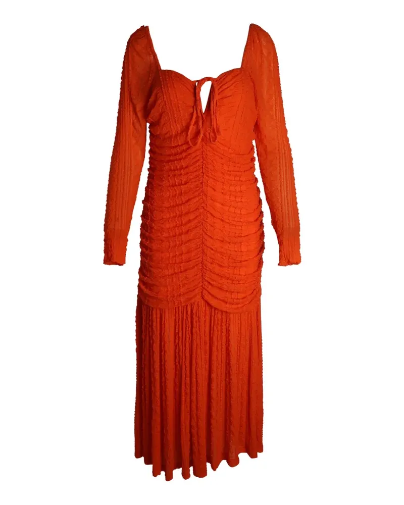 Ganni ruched midi dress - Orange Orange
