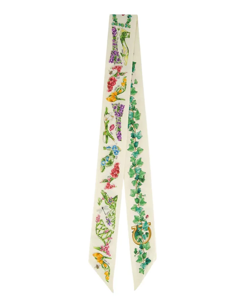 Ferragamo Eden Seidenschal mit Blumen-Print - Nude Nude
