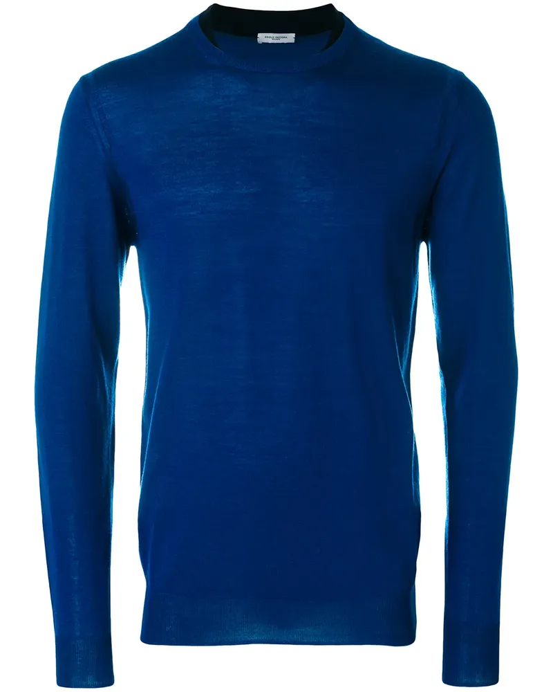 Paolo Pecora Milano Wollpullover mit Kontrasteinsatz - Blau Blau