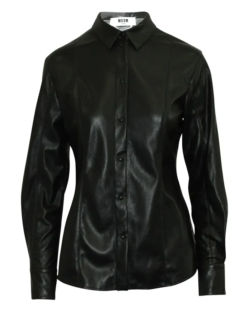 MSGM faux-leather buttoned shirt - Schwarz Schwarz