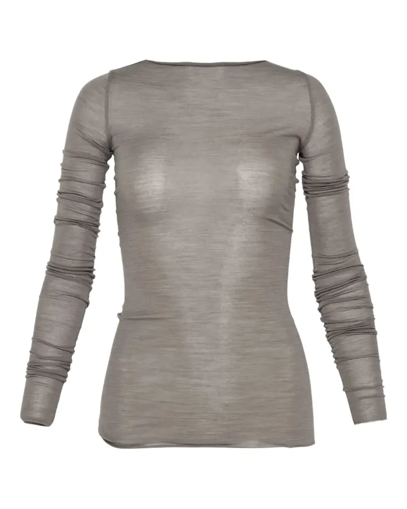 Rick Owens Gerafftes LS Langarmshirt - Grau Grau