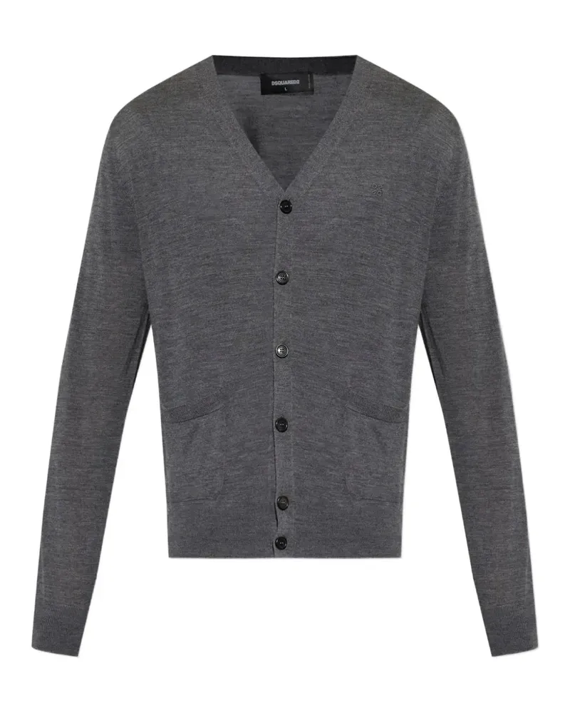 Dsquared2 embroidered-logo V-neck cardigan - Grau Grau