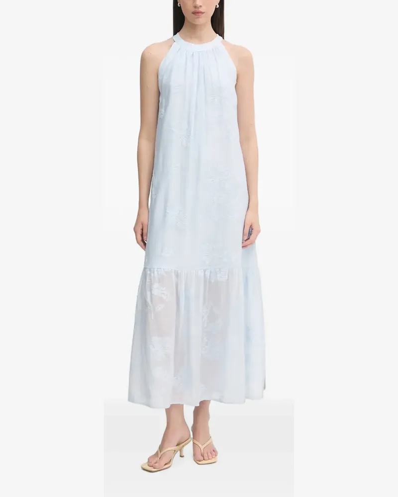 Gaudi floral-embroidered halterneck maxi dress - Blau Blau