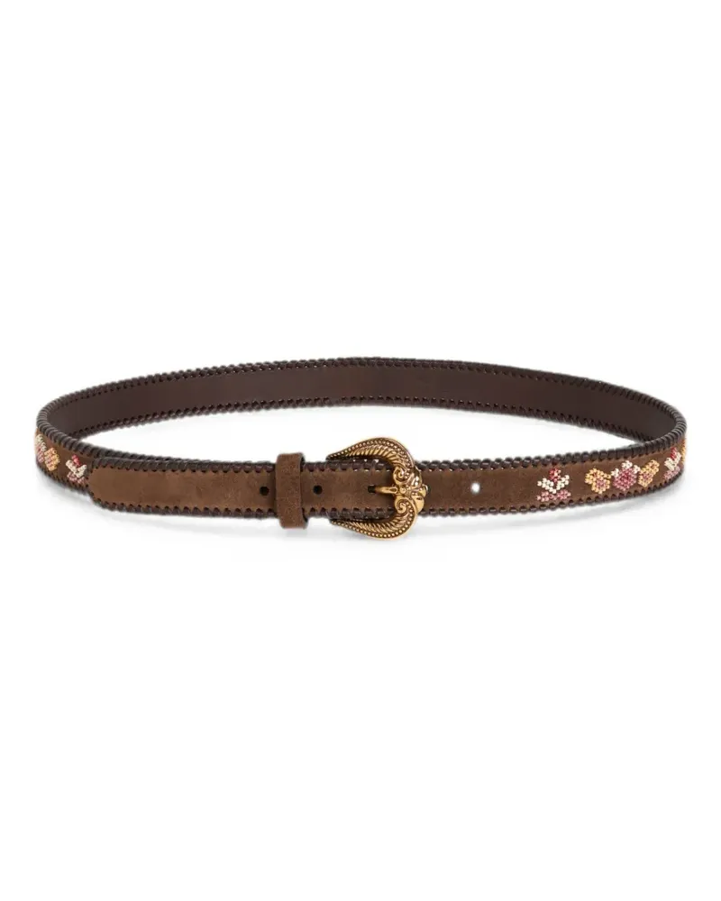 Etro suede belt with beaded motif - Braun Braun