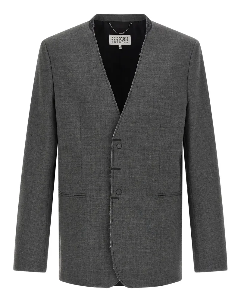 Maison Margiela raw-cut single-breasted blazer - Grau Grau