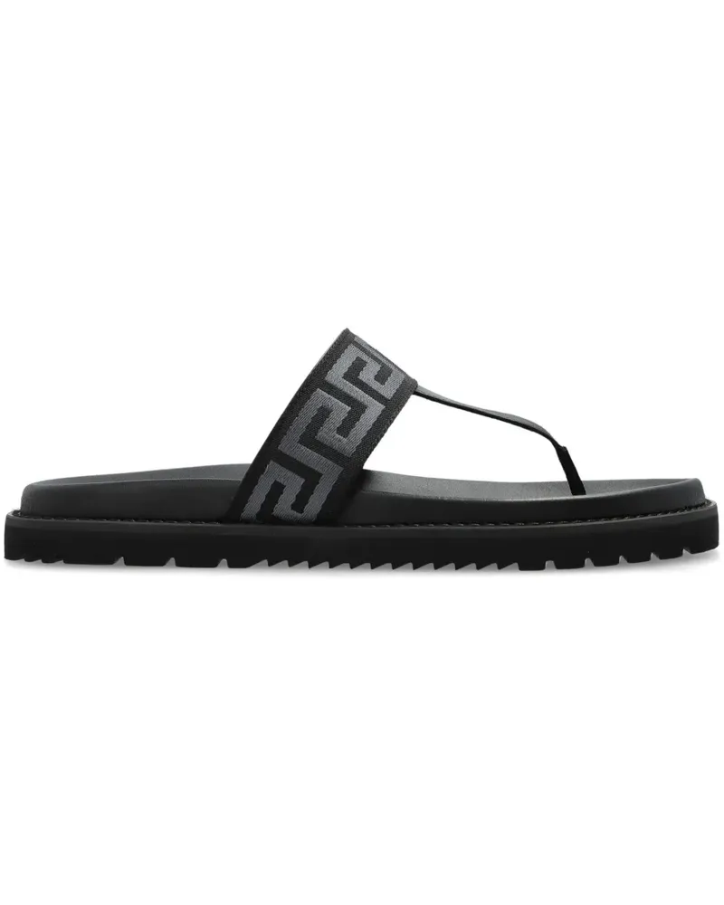 Versace Flip-Flops mit Greca-Muster - Schwarz Schwarz