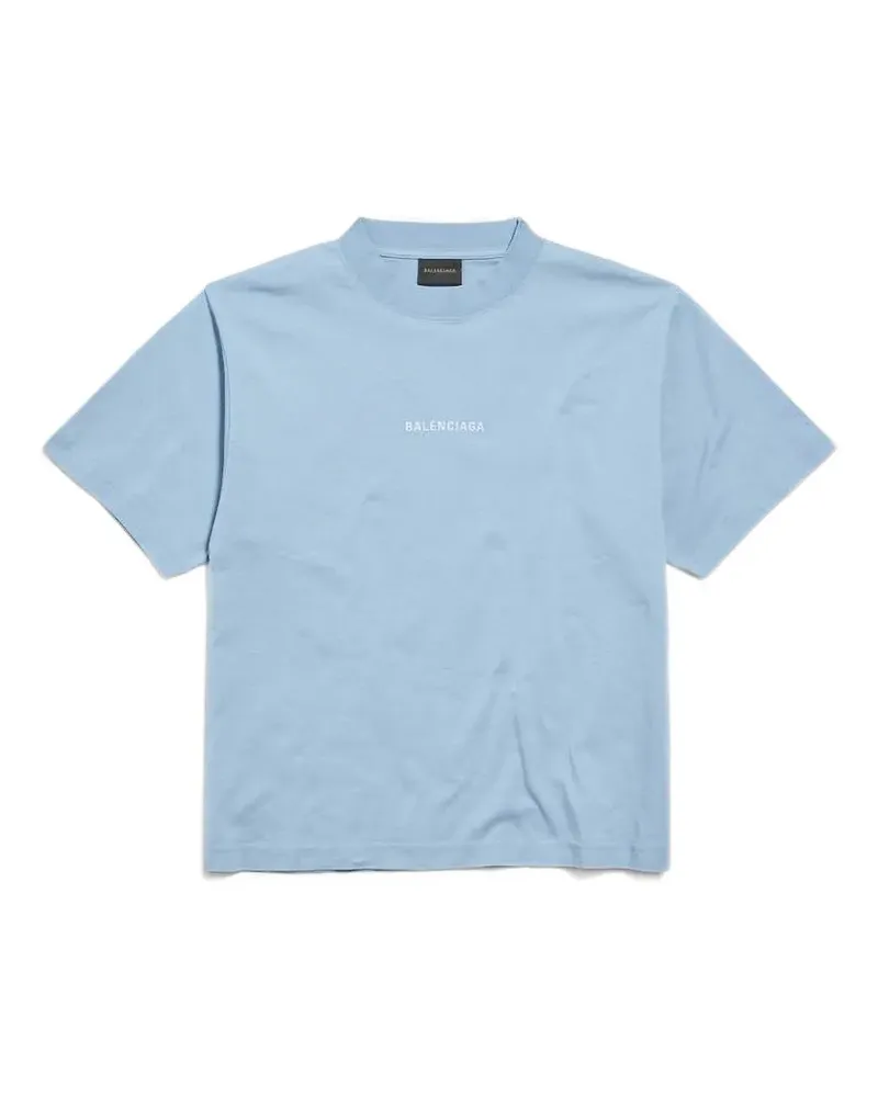 Balenciaga T-Shirt mit Logo-Stickerei - Blau Blau