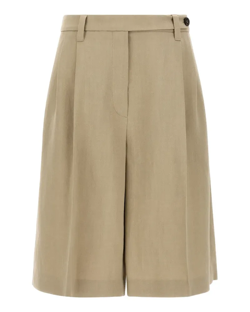 Brunello Cucinelli Plissierte Shorts mit Gürtelschlaufen - Nude Nude