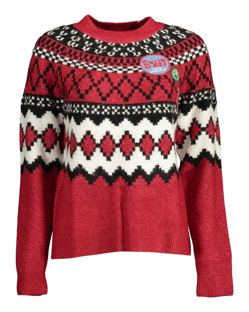 Desigual Fair Isle patch-detail sweater - Rot Rot