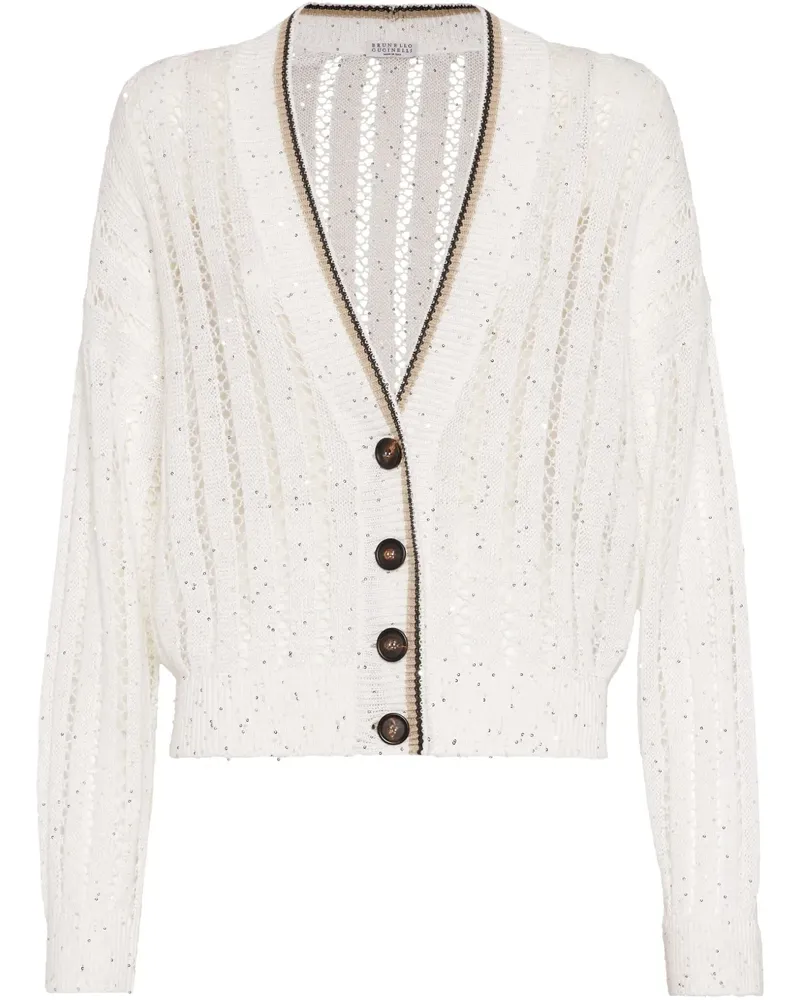 Brunello Cucinelli Cardigan mit Monili-Detail - Weiß Weiß