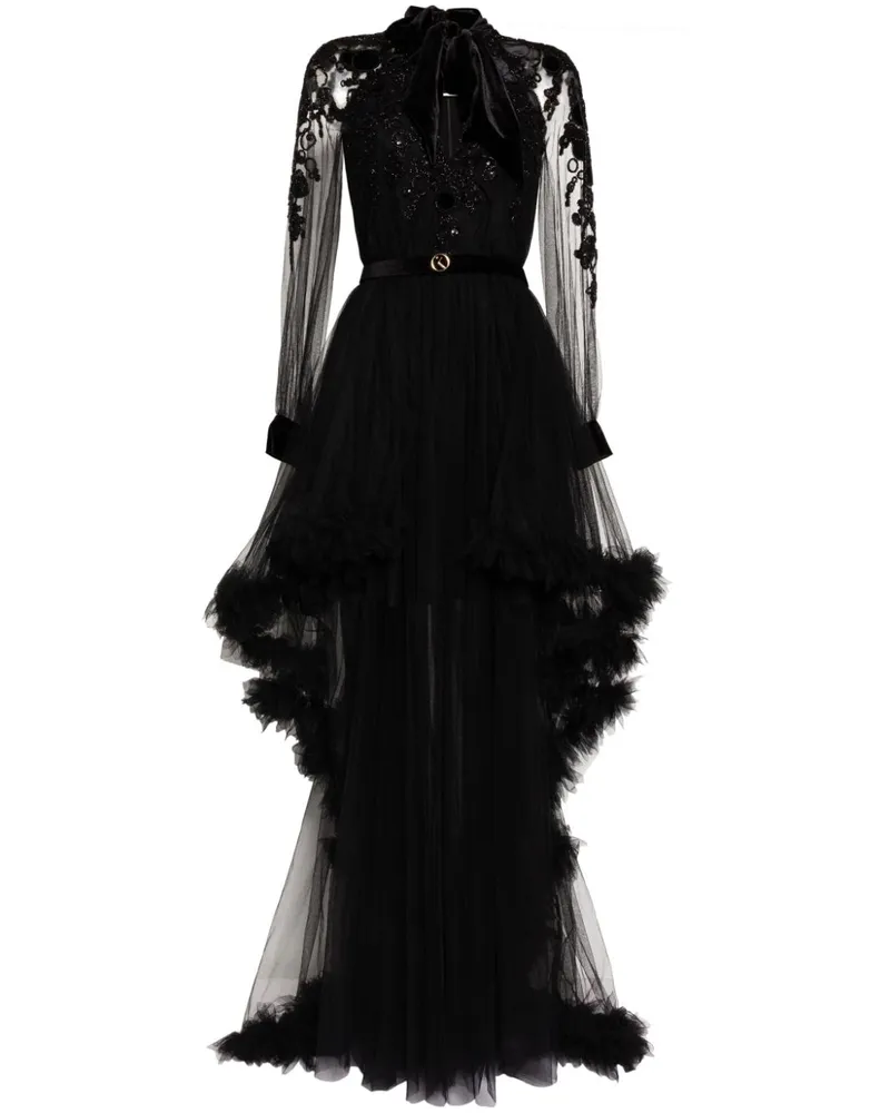 Saiid Kobeisy Kleid mit Perlenverzierung - Schwarz Schwarz