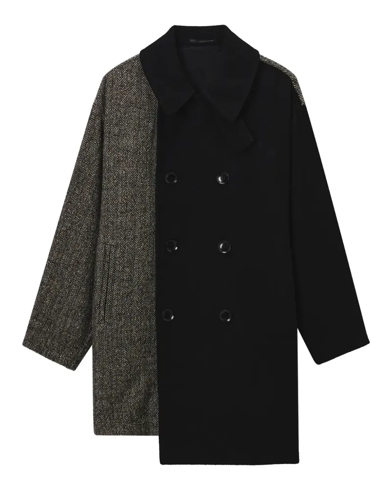 Yohji Yamamoto Mantel in Colour-Block-Optik - Schwarz Schwarz