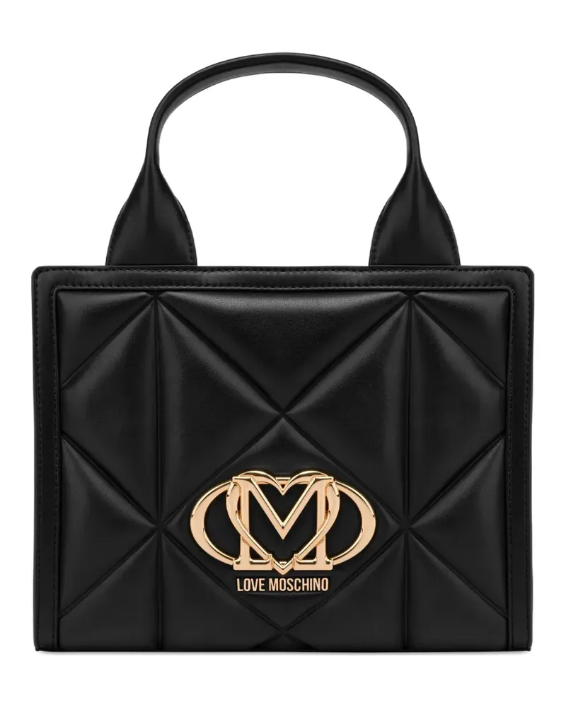 Moschino Handtasche mit Logo-Schild - Schwarz Schwarz