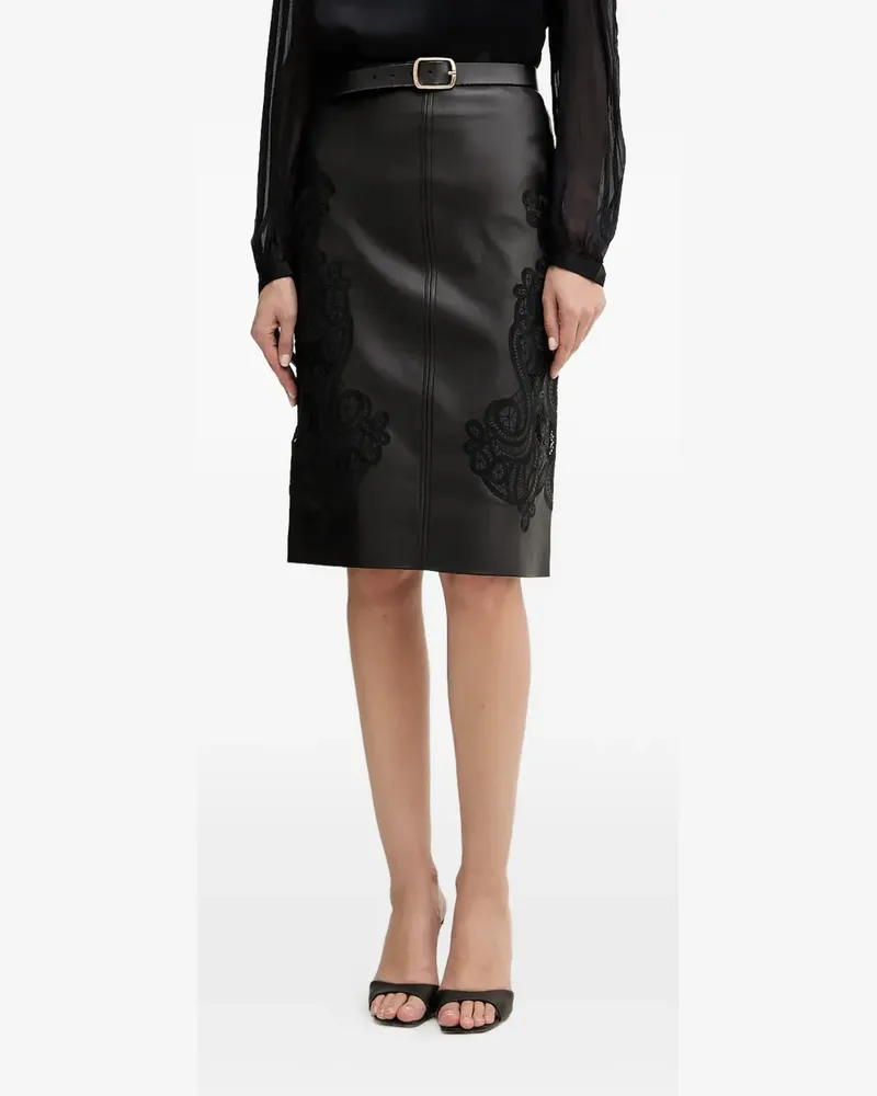 Twin-Set lace panel midi skirt - Schwarz Schwarz