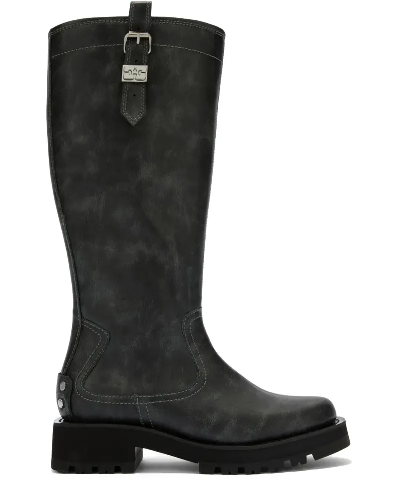 Ganni studs knee-high boots - Grau Grau