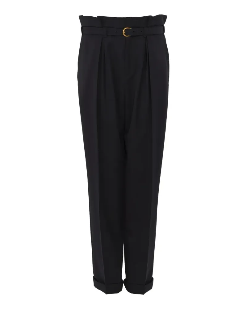 Chloé Plissierte Hose mit Gürtel - Schwarz Schwarz