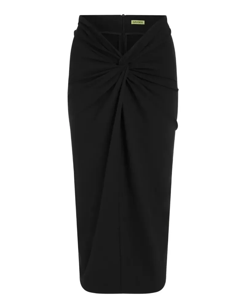 GAUGE81 Barina twist-detail draped midi skirt - Schwarz Schwarz