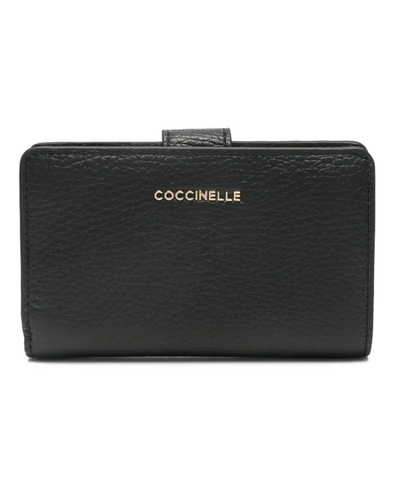 Coccinelle Portemonnaie aus weichem Metallic-Leder - Schwarz Schwarz