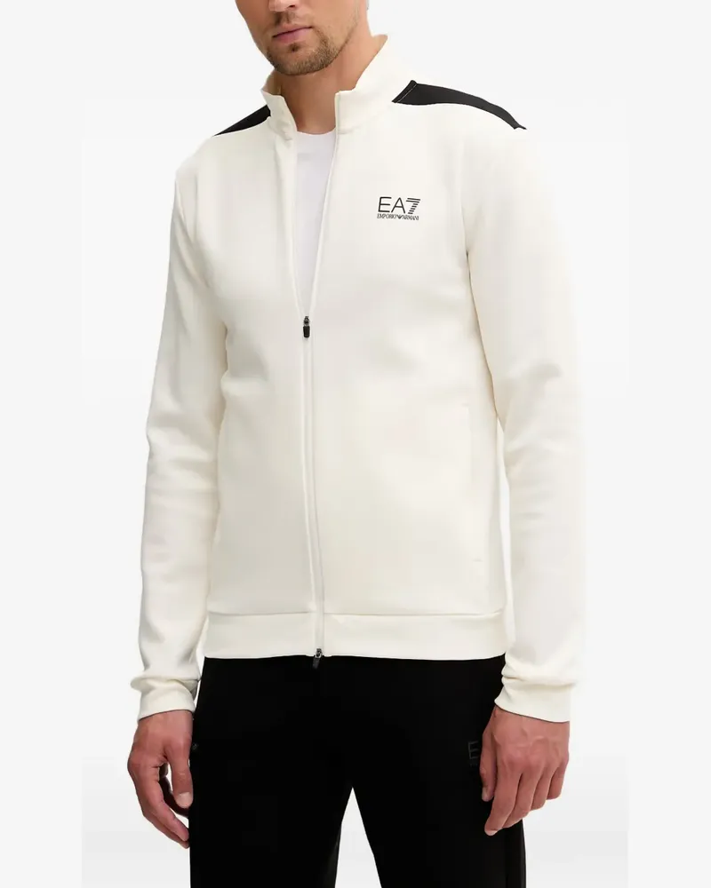 EA7 logo-print zip-up sweatshirt - Nude Nude