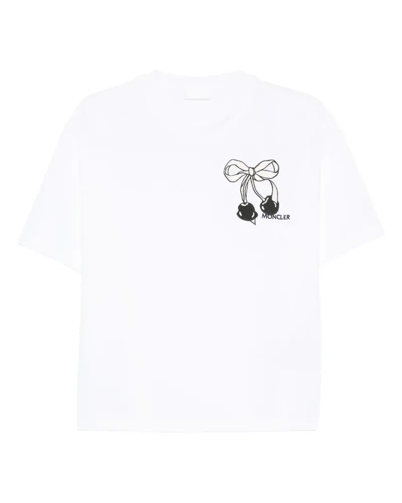 Moncler T-Shirt mit Schleifen-Stickerei - Weiß Weiß