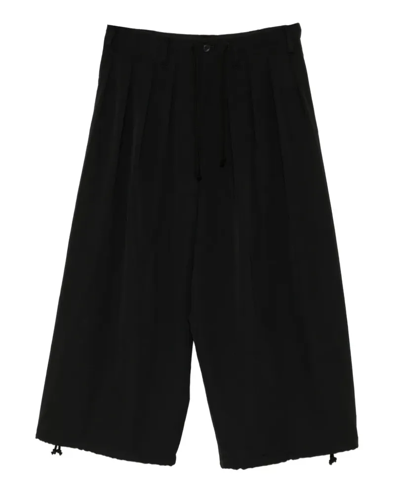 Yohji Yamamoto Bundfaltenhose mit Kordelzug - Schwarz Schwarz