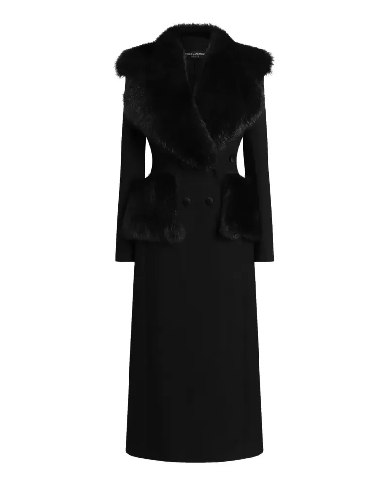 Dolce & Gabbana Doppelreihiger Mantel aus Wollgabardine - Schwarz Schwarz