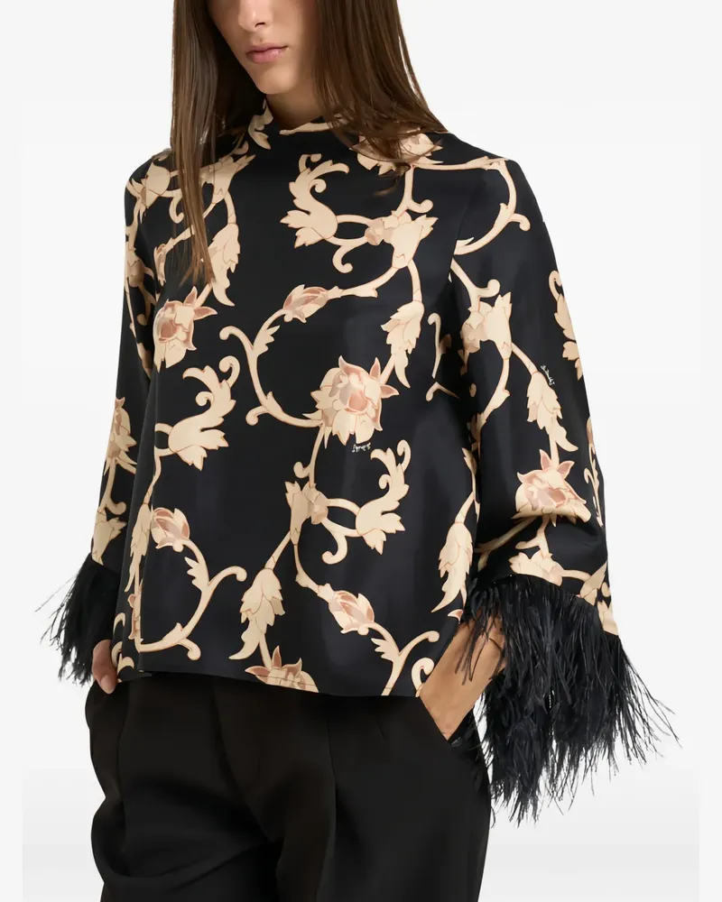 La DoubleJ buttercup black in silk twill with feathers Make An Exit top - Schwarz Schwarz