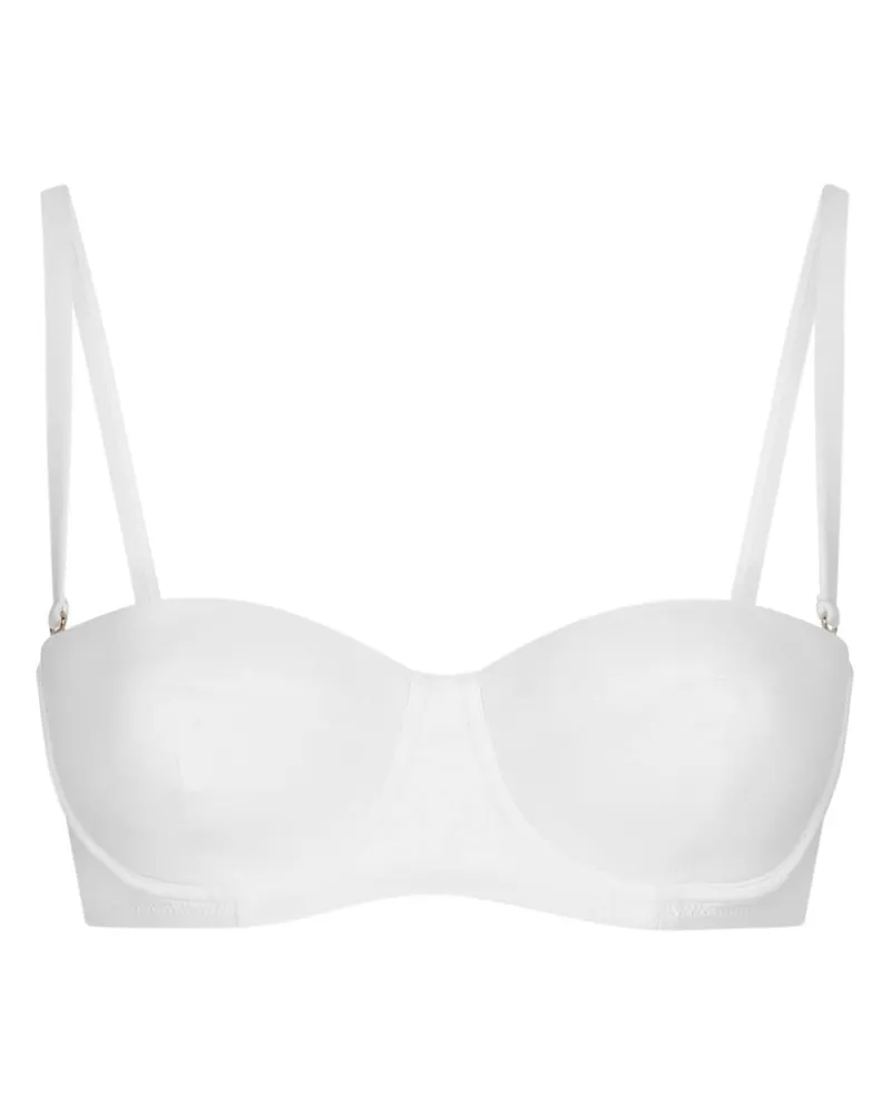 Dolce & Gabbana Bikinioberteil mit Logo-Schild - Weiß Weiß