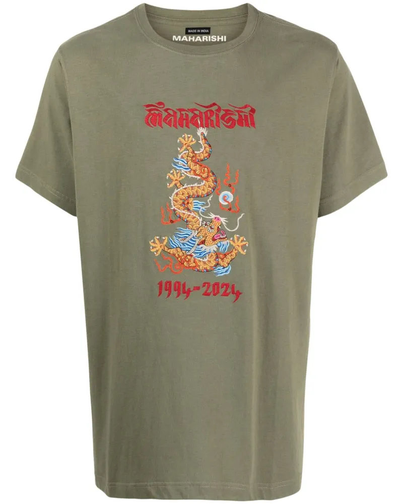 maharishi Hemd aus Bio-Baumwolle mit Dragon-Print Grün
