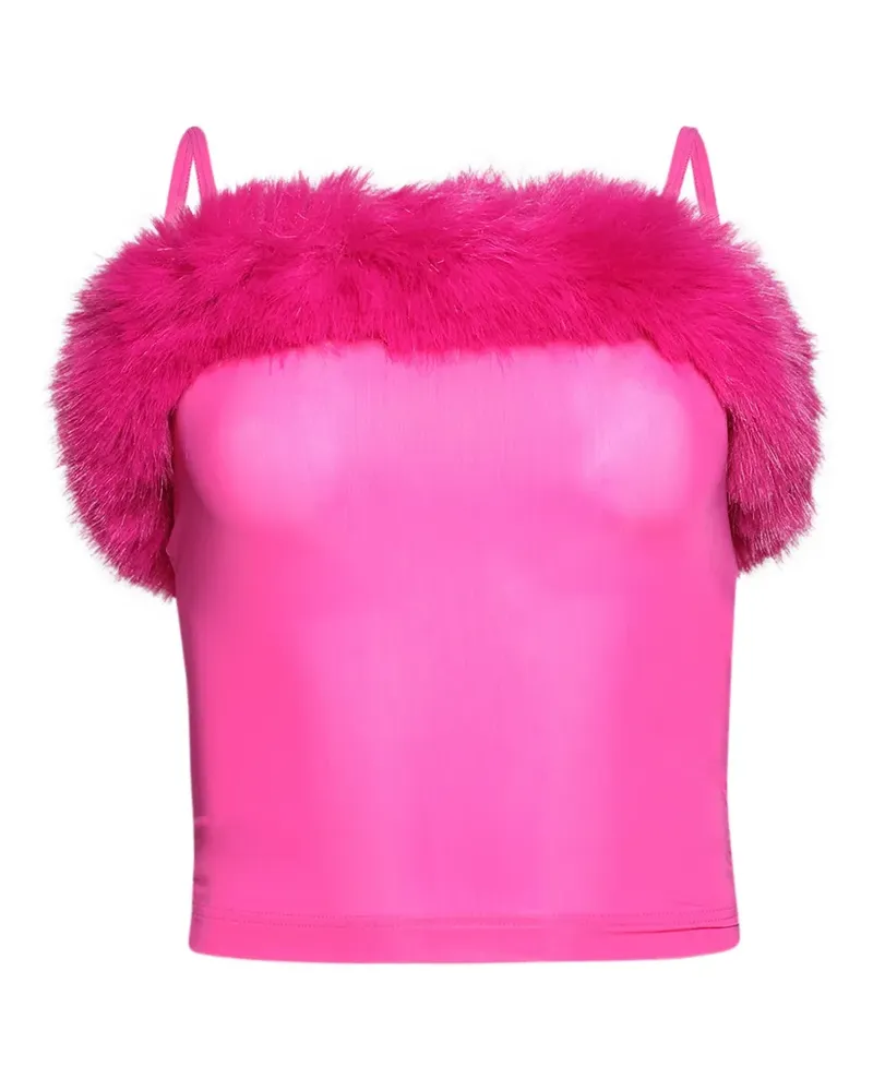 Balenciaga faux-fur-trim spaghetti-strap top - Rosa Rosa