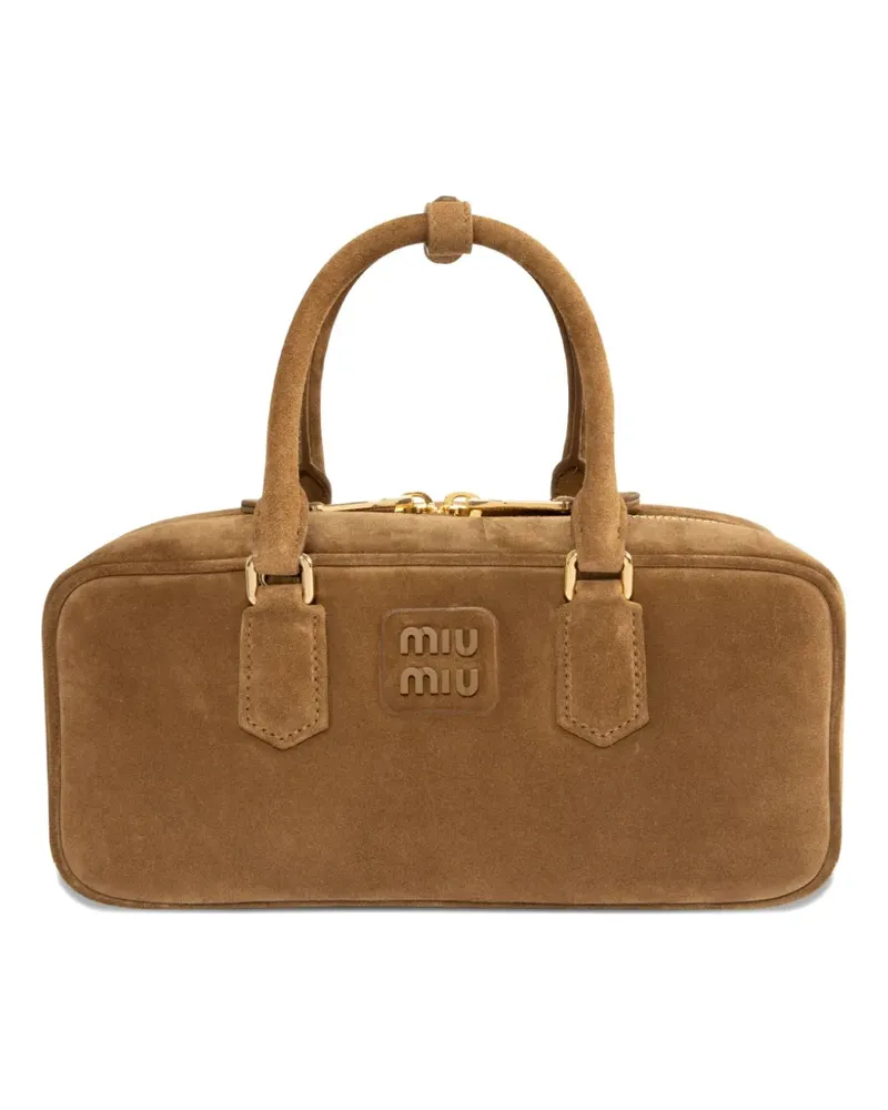 Miu Miu padded suede clutch bag - Braun Braun