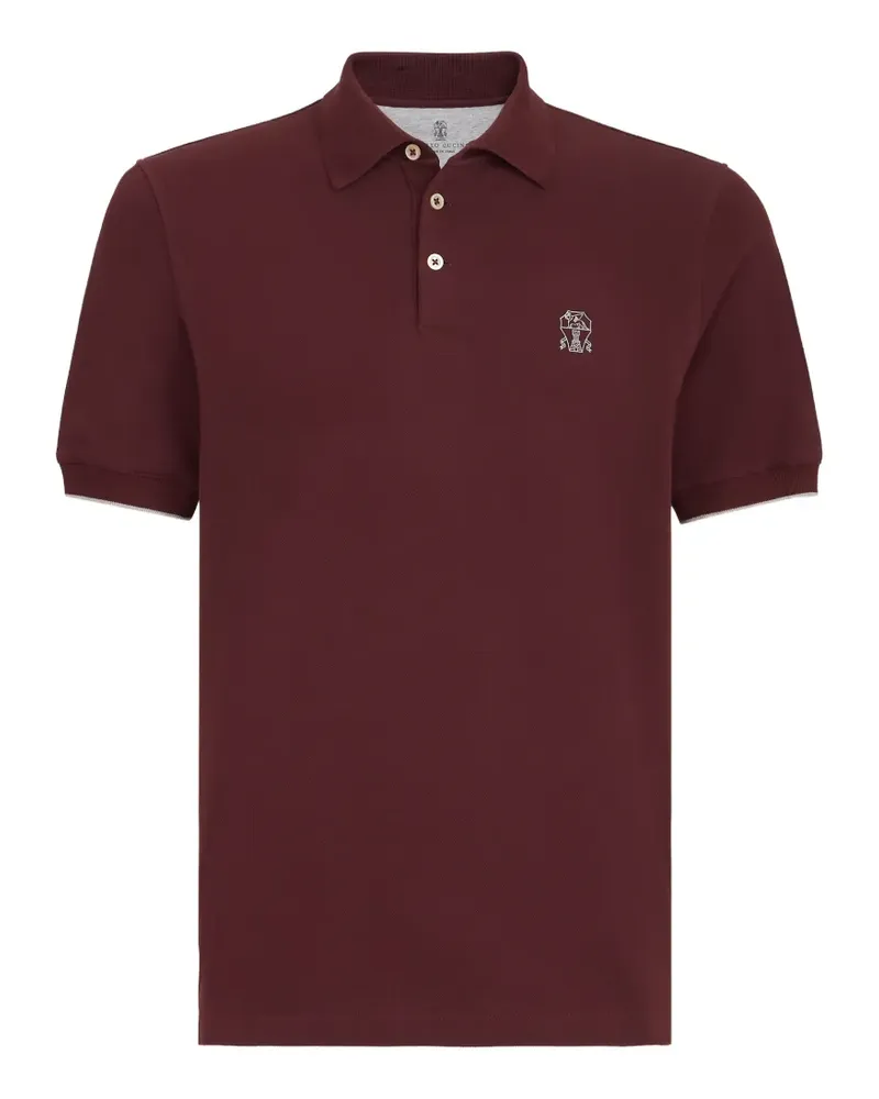 Brunello Cucinelli Poloshirt aus Baumwollpiqué mit Logo - Rot Rot