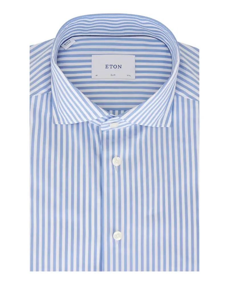 Eton Schmales Oxford-Hemd mit Streifen - Blau Blau