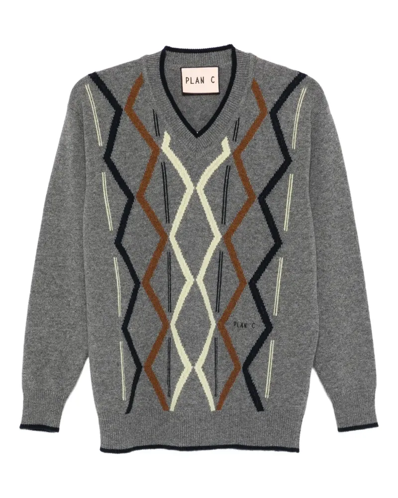PLAN C argyle-knit jumper - Grau Grau