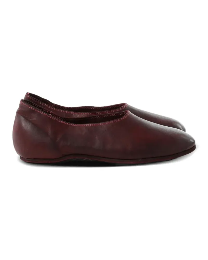 GUIDI tonal-stitched leather ballet flats - Rot Rot