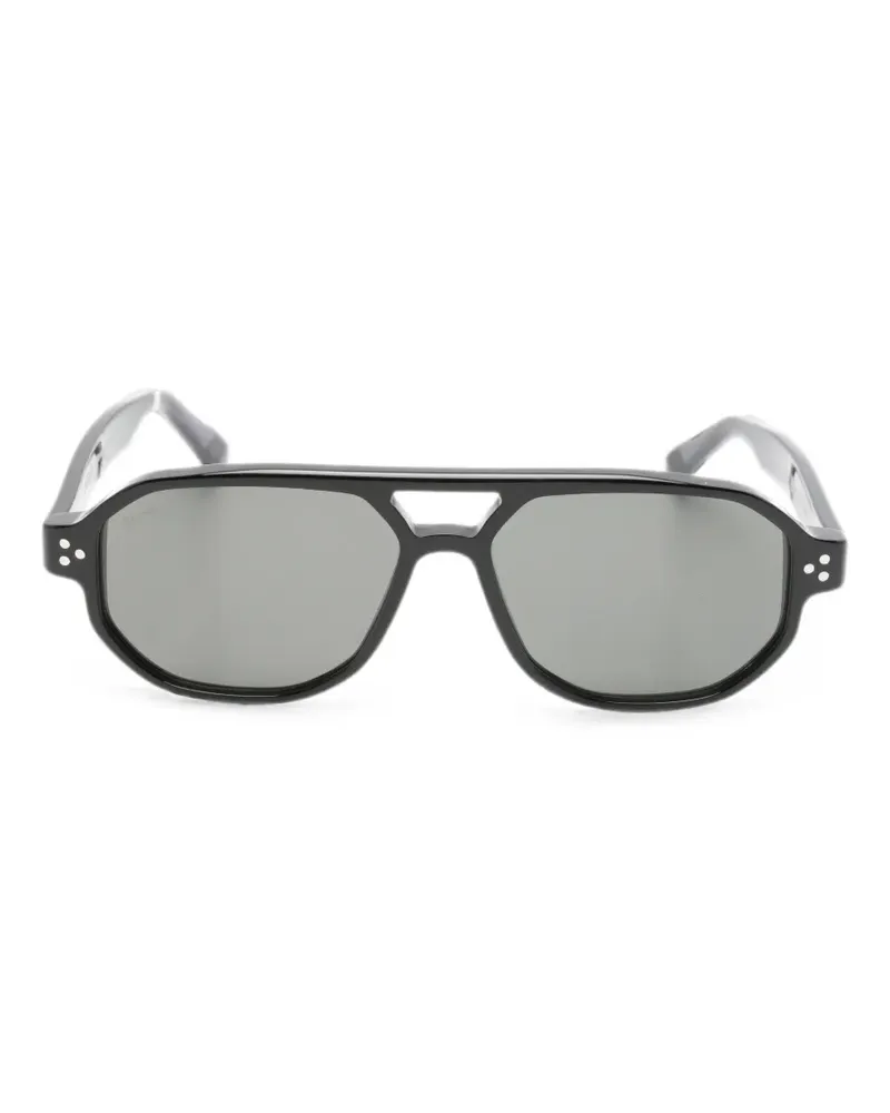 SNOB Milano Pilotenbrille mit Doppelsteg - Schwarz Schwarz