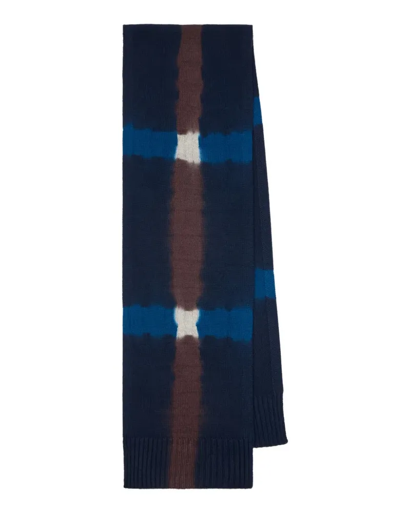 Paul Smith Marineblauer Schal mit Batikmuster Blau