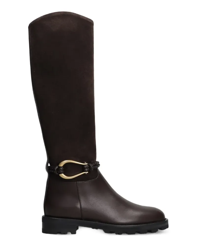 FESTA Milano Kniehohe Morgan Stiefel mit geflochtenem Riemen - Braun Braun