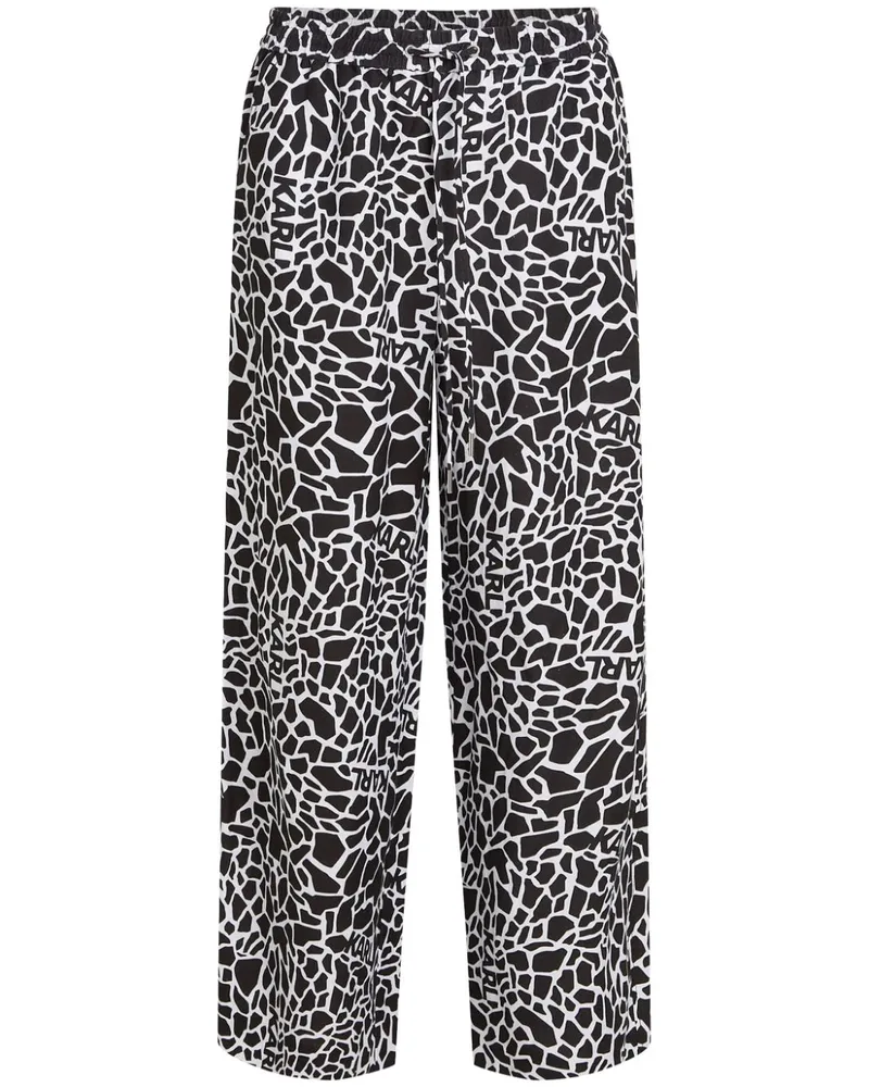 Karl Lagerfeld Weite Hose mit Giraffen-Print - Schwarz Schwarz