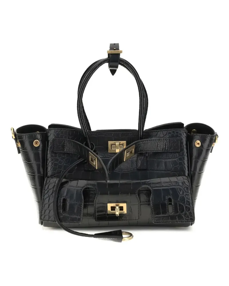 Balenciaga Schultertasche mit Kroko-Effekt - Schwarz Schwarz